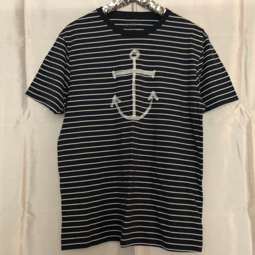 NEW J. Crew Navy Striped Anchor Tee